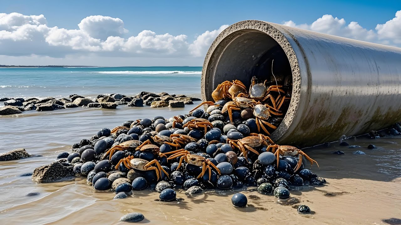 Xiao Zhang went to the sea and picked up a bucket of long-legged octopus and mysterious big black eg