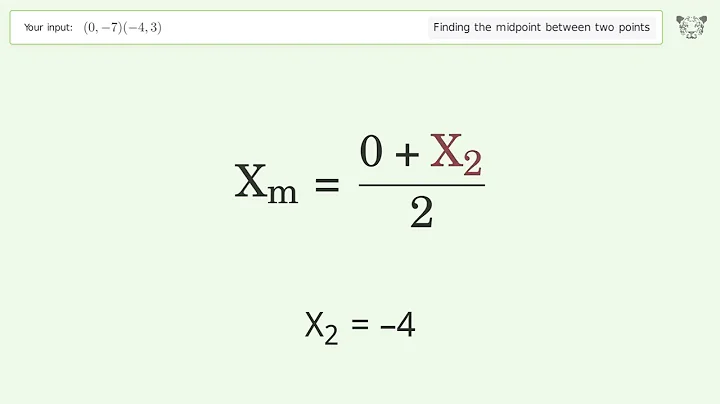 Find the midpoint between two points p1 (0,-7) and p2 (-4,3): Step-by-Step Video Solution