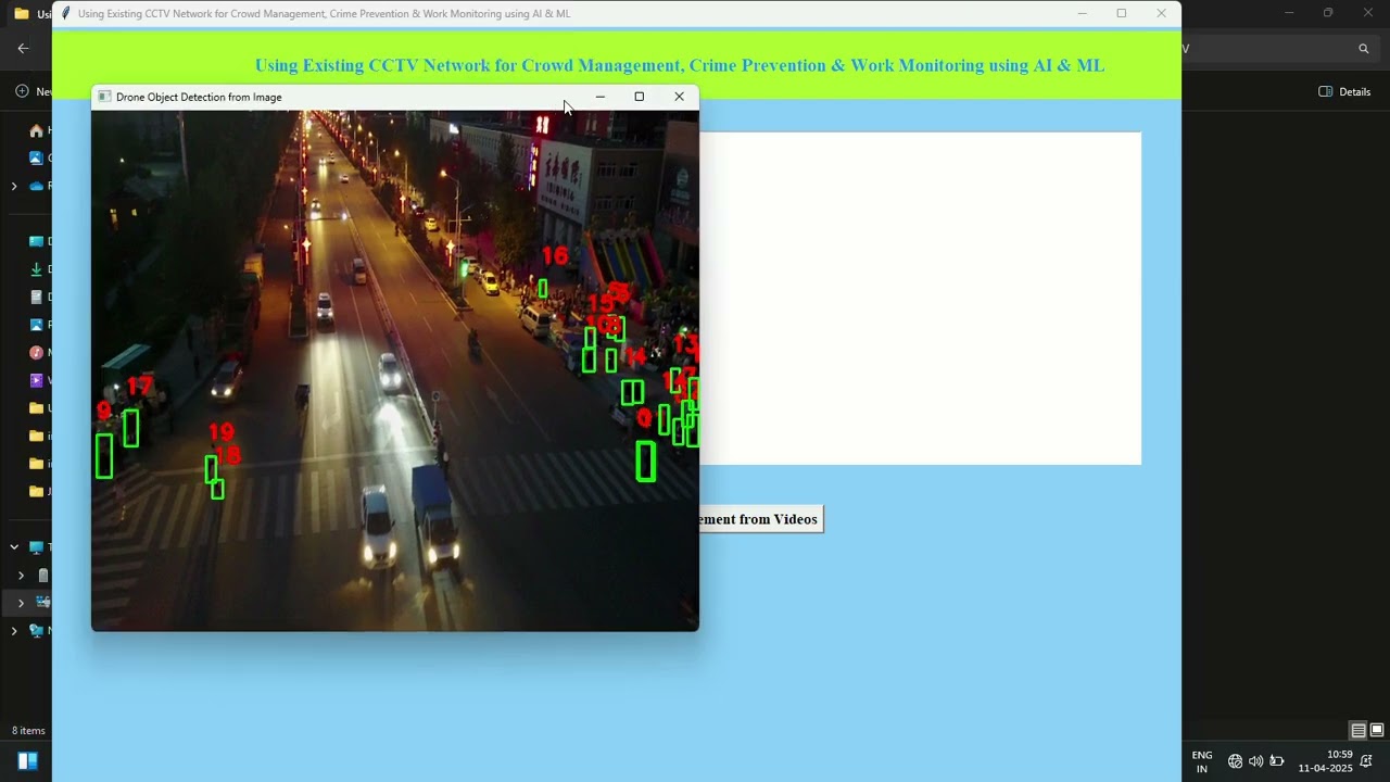 USING EXISTING CCTV NETWORK FOR CROWD MANAGEMENT , CRIME PREVENTION AND WORK MONITORING USING AIML