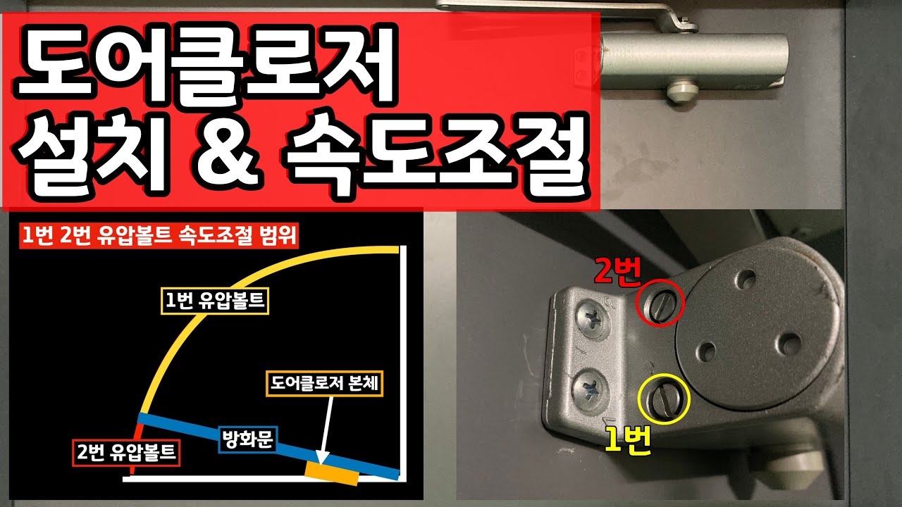 도어클로저 설치 및 속도조절 다이 Installing door closer & Closing speed adjustment 현관문 닫힘 열림 YouTube