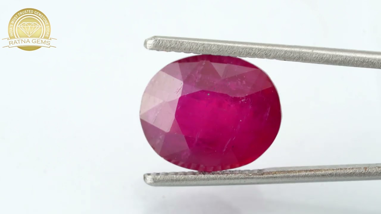 Manik Stone 8.00 Ratti - 7.28 Carat Ruby Stone - Bangkok A1 4 Product video for Manik Stone 8.00 Ratti - 7.28 Carat Ruby Stone - Bangkok A1