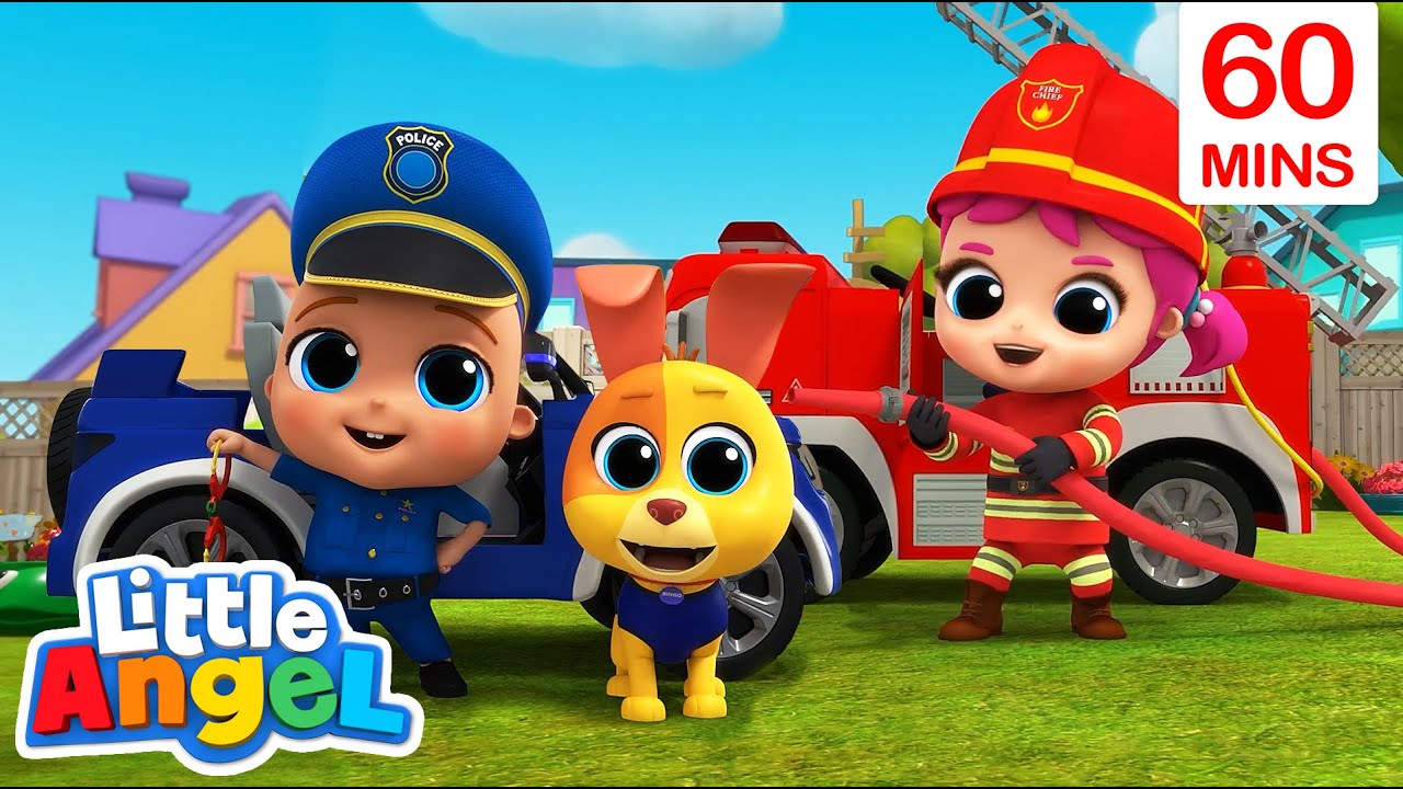 ⁣Community helpers : Policeman Song + MORE | Little Angel Kids Songs & Nursery Rhymes