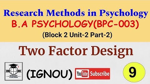 #IGNOU BPC 003||#Research Methods in Psychology||#Two Factor Design||#Block2||#Unit 2||Part 2