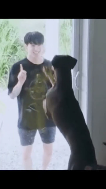 Jungkook with his dog Jeon bam