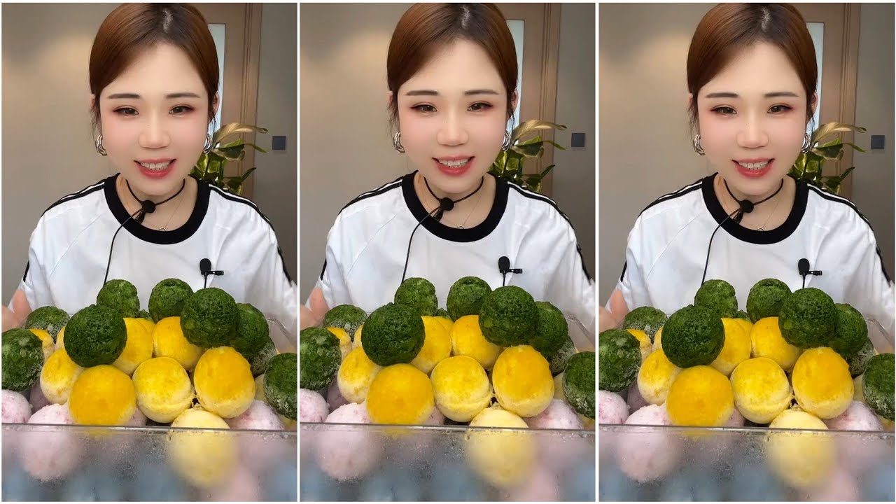 ASMR ICE EATING with MATCHA