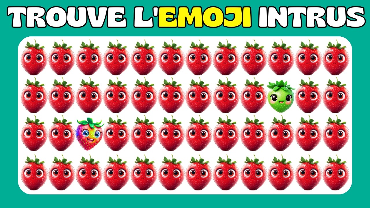 🔍 Trouve l'intrus ÉMOJI – 30 niveaux de FACILE à IMPOSSIBLE  Édition Fruits 🍇🍉🍍