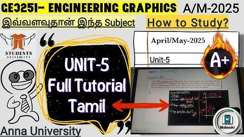Ge3251 engineering graphics | unit 5 full tamil | April may 2025 exam | important questions|tutorial
