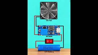 3.7V to 12V DC Boost Converter Circuit Diagram using MT3608 Module for 12V Cooling Fan #circuitdesig