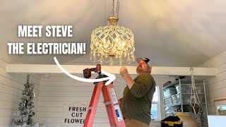 Meet Steve the Electrician! 💡 New Office Chandelier and Planting Daffodils in the Rain!