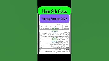 9th Class Urdu Pairing Scheme 2025 | 9th Class Urdu Paper Scheme 2025