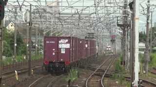JR貨物 EF66-114+EF66-103 重連貨物列車(改正後月曜1353レ) 清洲駅貨物線