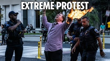 Moment pro-Palestine protester sets himself on FIRE outside the White House