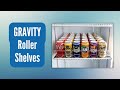 Gravity roller shelf for upright display fridges