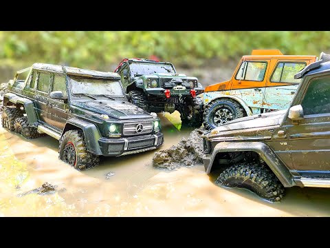 Mudding Racing Action 4x4 RC Cars  Mercedes vs Land Rover Defender