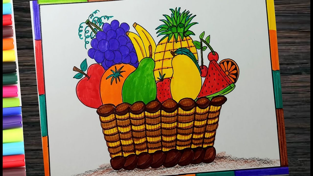 Basket of Fruit Drawing Food Gift Baskets, others, love, child, pencil png  | PNGWing
