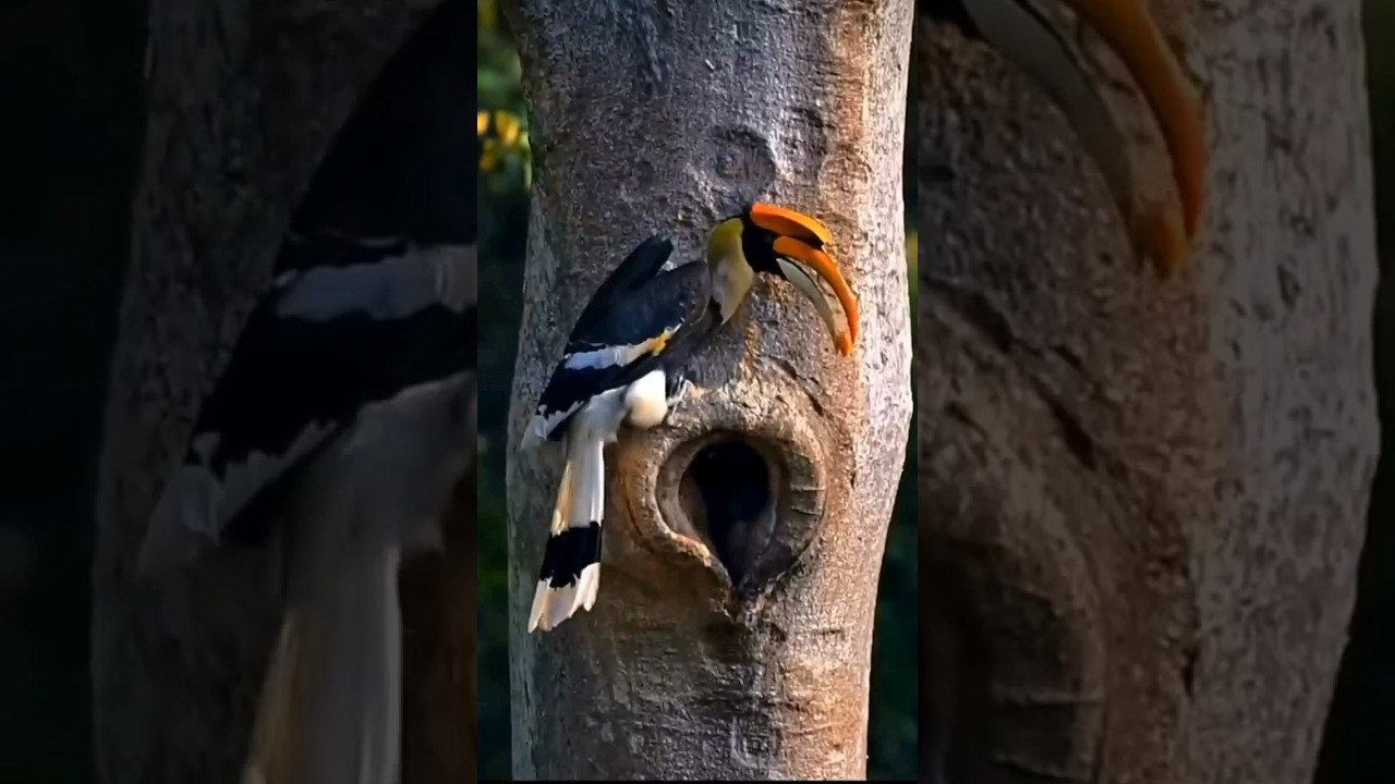 Hornbill Bird Baby live in tree hole || Bucerotidae