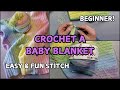 Crochet This Adorable Baby Blanket! Easy One Stitch - BEGINNER! #crochet #babycrochet #babyblanket