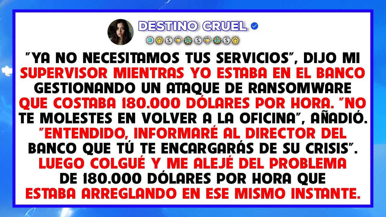 Me despidieron mientras resolvía una crisis de 180 mil por hora en dallas; dije 
