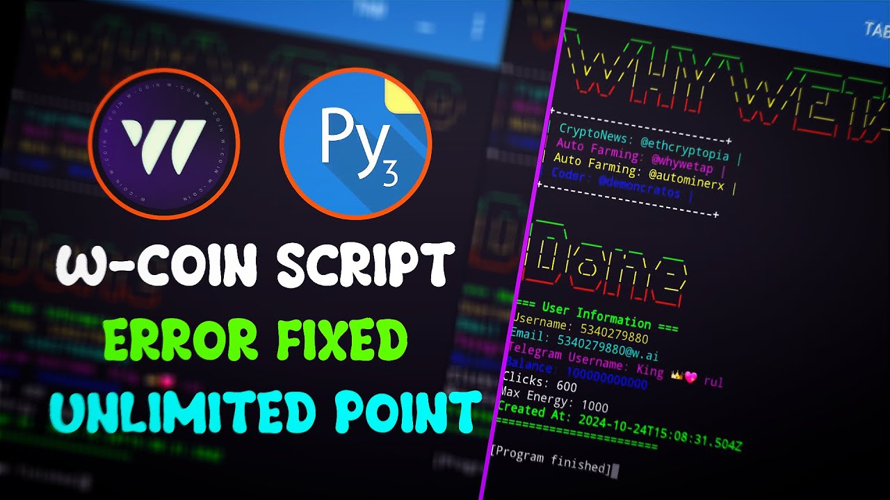 W-Coin Script || Unlimited Coin || Live Proof || Multiple Account Support 😍