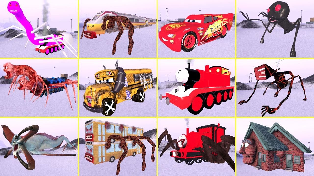 EVOLUTION OF MONSTERS: MEGAHORN VS BUS EATER VS GRANDPA HOUSE VS HUNGRY WORM VS THOMAS TRAIN? (GMOD)