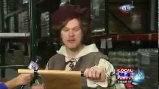 Sir Sean, Magic Hat's Merry Prankster, appears on Fox 44 ABC 22 Live from the Vermont Foodbank