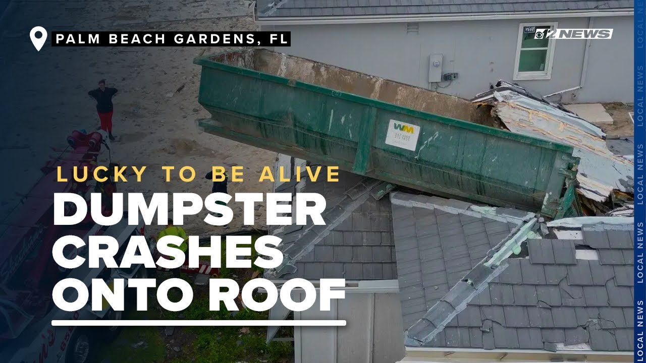 Couple Lucky To Be Alive After Two-Ton Dumpster Crashes Onto Roof - YouTube