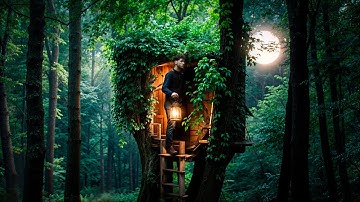 Built a Secret Treehouse Deep in the Wild Forest | Bushcraft, Survival, 24 Hours in the Forest