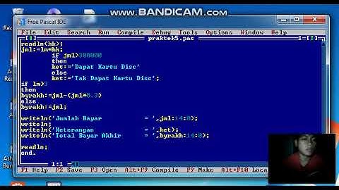 Praktek Pascal 5 Percabangan If Bersarang