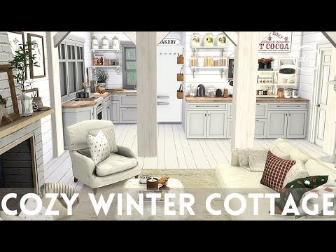 THE COZIEST WINTER COTTAGE || Sims 4 || CC SPEED BUILD