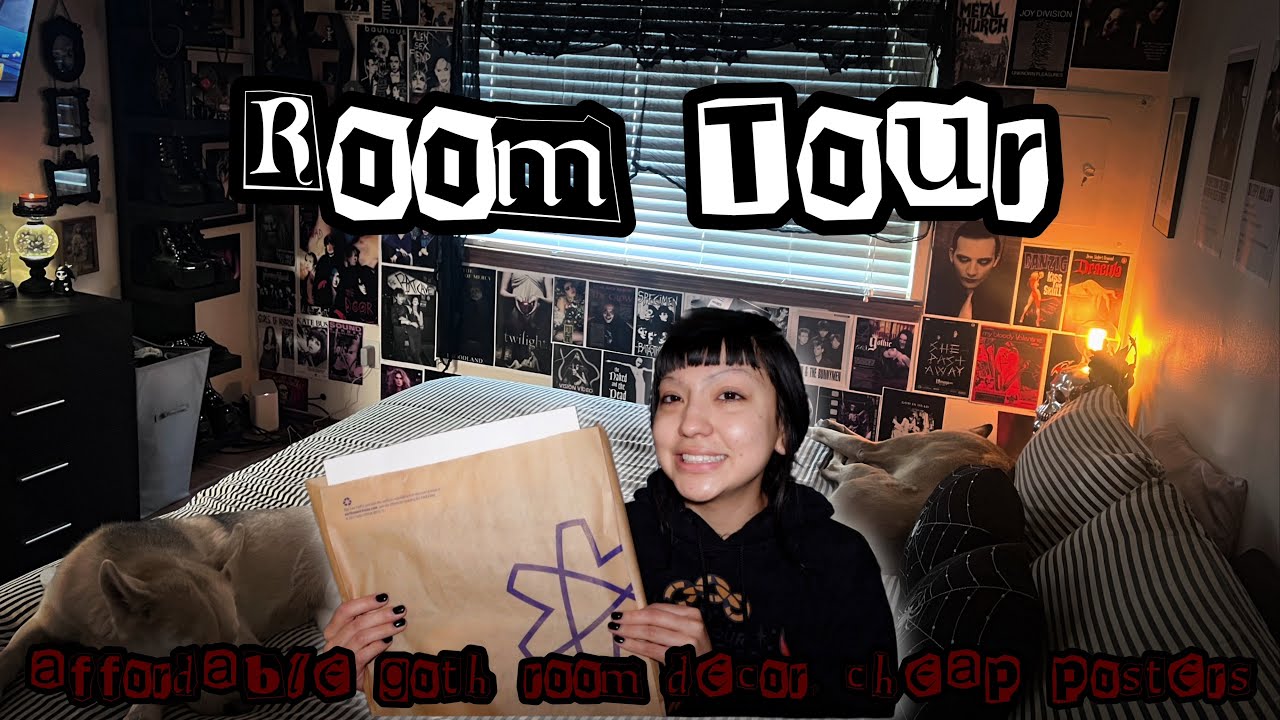 ROOM TOUR (goth decor, how i get cheap posters) - YouTube