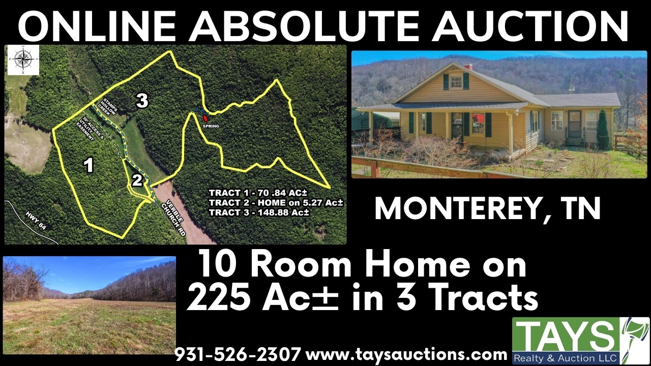 Aerial Tour of 10 Room Home on 225 Ac± in 3 Tracts Online at Tays