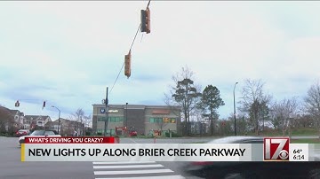 New traffic lights go up along Brier Creek Parkway