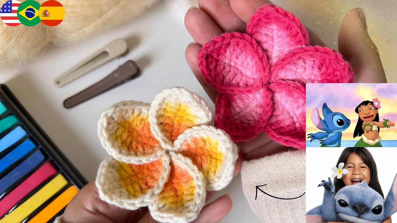 🌺Flor de Lilo y Stitch en Crochet💙| Super Rápida de Tejer✨️