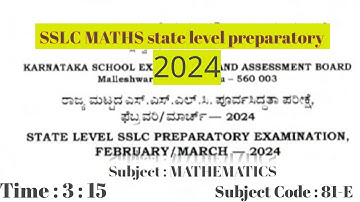 10th SSLC 2024 maths STATE LEVEL PREPARATORY EXAM 2023-24 KSEAB SOLVED KARNATAKA SSLC #sslc2024​