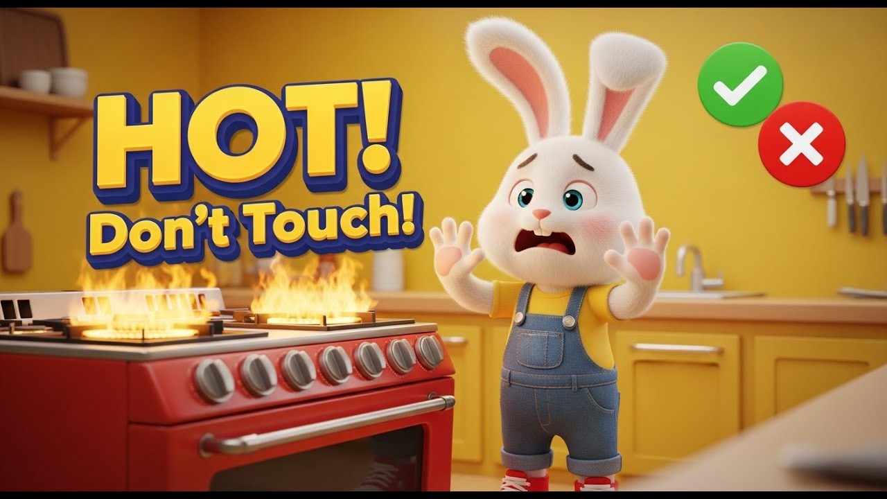 Bunny’s Kitchen Safety Song 🔥 | Don’t Touch Hot Stove! | Kids Safety Nursery Rhyme