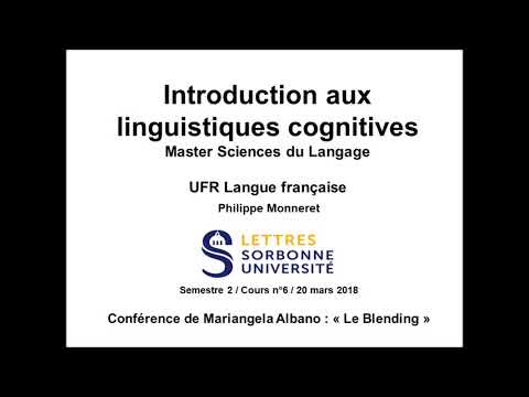 Introduction aux linguistiques cognitives 2017-2018 Semestre 2 Cours n°6