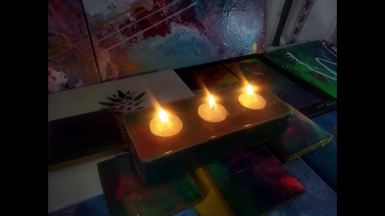 DIY Concrete Candle Holder covered with acrylic & epoxy YouTube