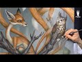 Greg CRAOLA Simkins painting a 9 tailed Fox in "Further In"