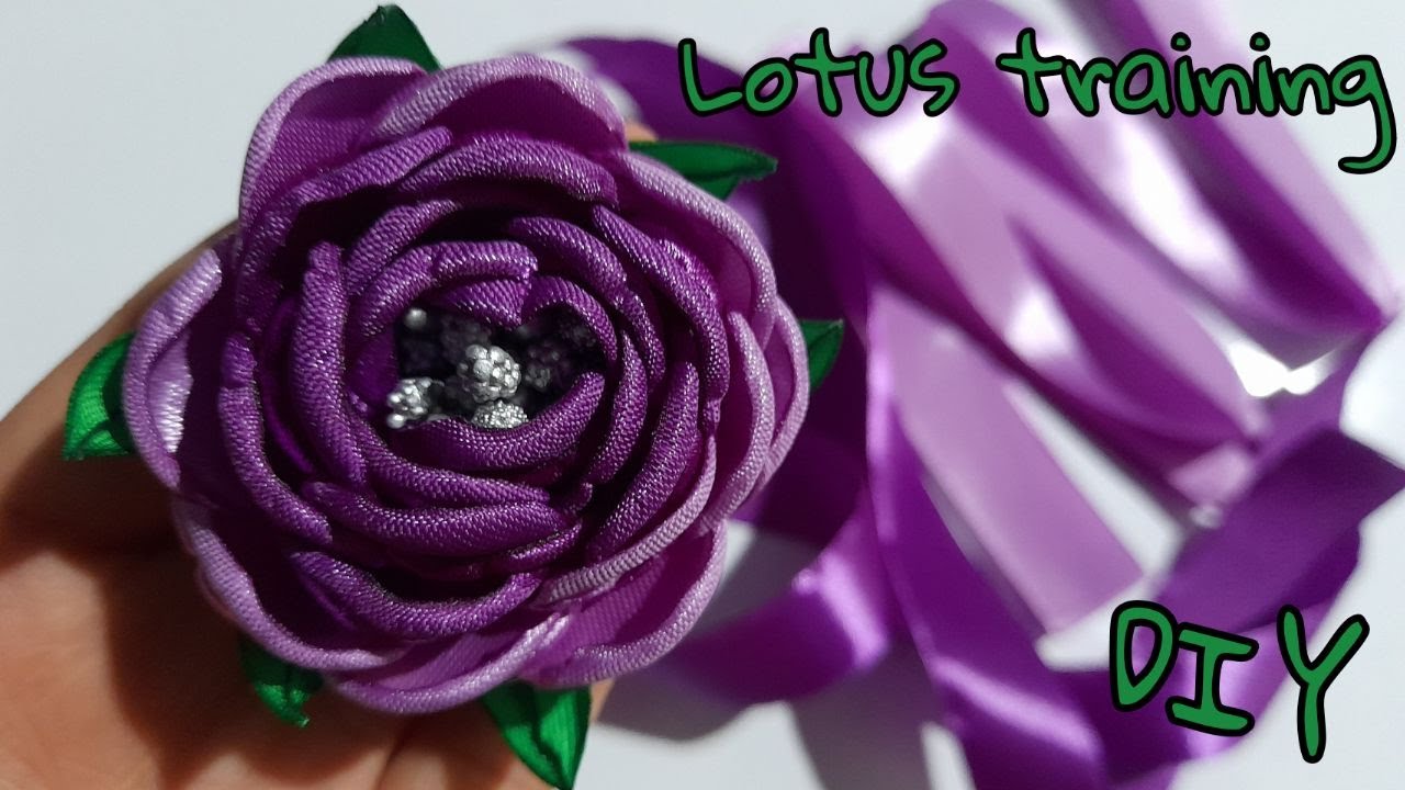 DIY How to make ribbon flowerhow to make lotus flower with ribbon