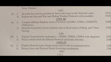 Computer network -3rd btech 1st semester- jntuk/ jntuh/ jntua - r23 - cse, it , cs&bs, CoS set 3