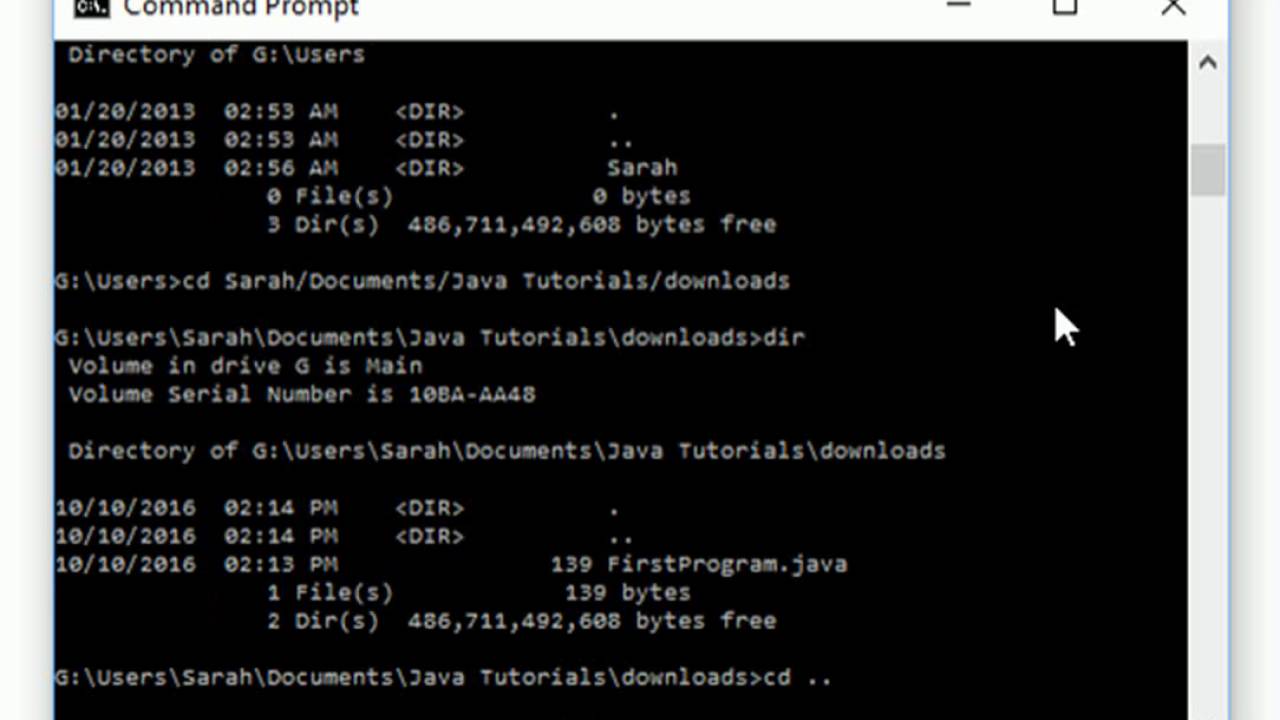 how to create java program in command prompt