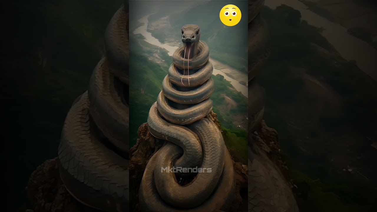 Nature exploration Giant snake covered mountain 