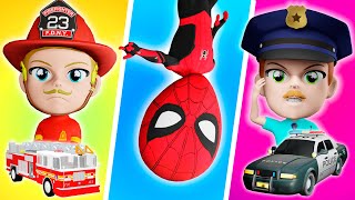 Policemen, Spiderman and Firemen Song 🚒 🚓 🚑 | + More Lights Kids 3D