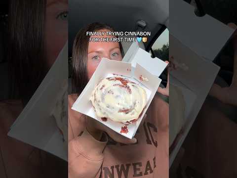 FINALLY Trying Cinnabon for the FIRST TIME 🩵🍞 | Food Review #cinnabon #cinnamonroll