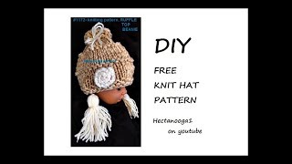 FREE HAT KNITTING PATTERN, #1172KN, Ruffle-Top Knit hat pattern