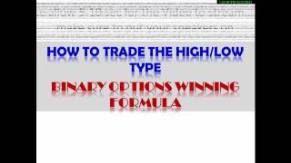 High - Low option using "Binary Options Winning Formula"