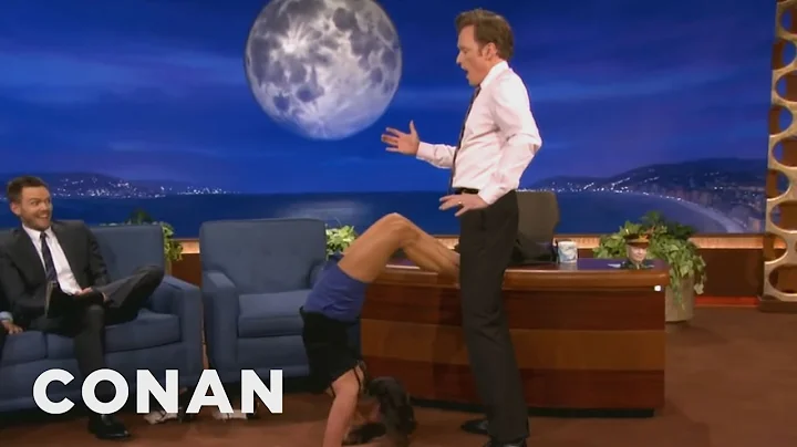 Nina Dobrev Uses Conan As Her Human Yoga Wall | CONAN on TBS