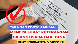 Contoh Mengisi Surat Bidang Usaha dari Desa