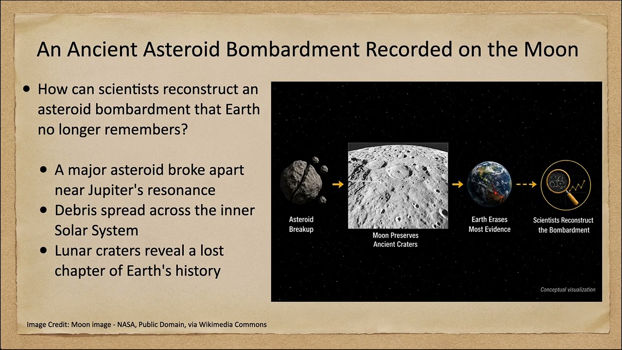 Thumbnail for New Discoveries - Lecture 20 - An Ancient Asteroid Bombardment Recorded on the Moon