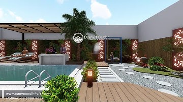 Thiết kế sân vườn hồ bơi nhà biệt thự Anh Hải  Trà Vinh